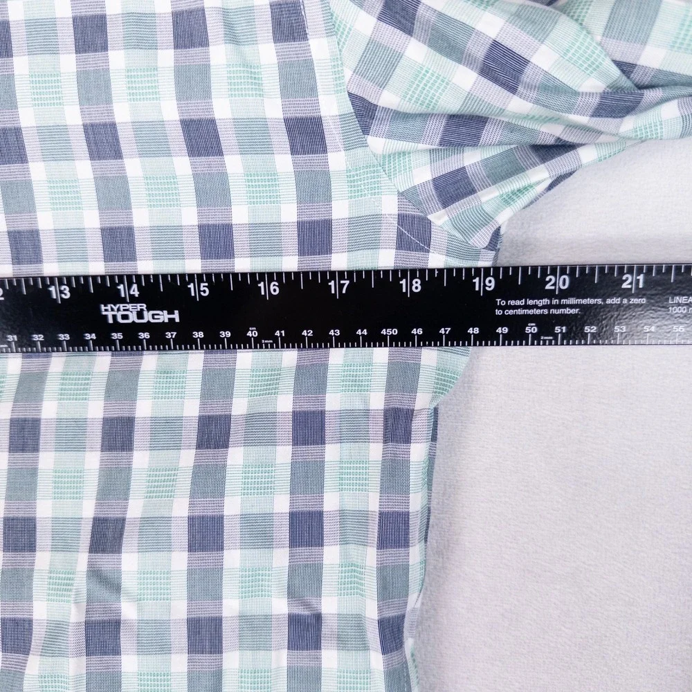 Banana Republic Mens Button Down Shirt S Green Blue Plaid Non-Iron Tailored Slim